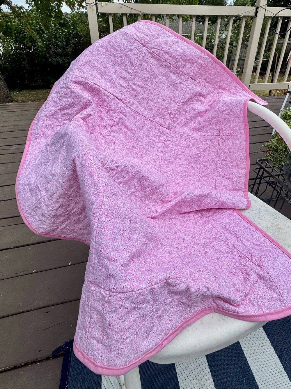 Handmade Pink Patchwork Baby/Toddler Quilt with Animal Print - Picture 4 of 4